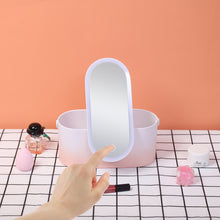 Load image into Gallery viewer, Storage Box LED Makeup Mirror Portable Portable Travel Makeup Organizer Carrying Box With Mirror LED
